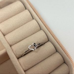 925 Sterling Silver Heart & Butterfly CZ Ring